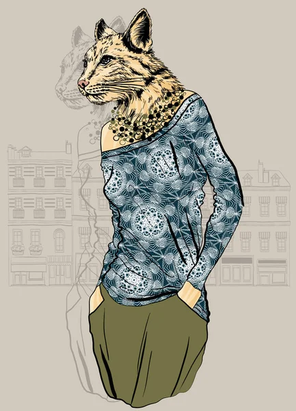 Moda Animal, vector Lynx retrato — Archivo Imágenes Vectoriales