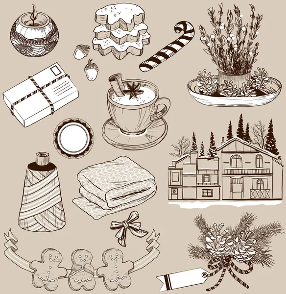 Conjunto de elementos de diseño de Navidad — Archivo Imágenes Vectoriales