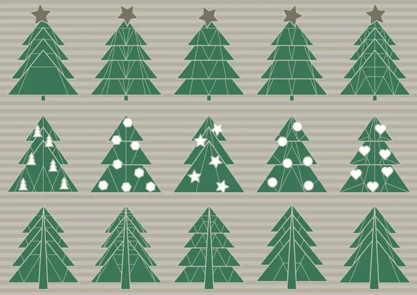 Conjunto de vetor de origami árvores de Natal — Vetor de Stock
