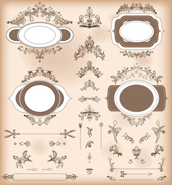 ヴィンテージ装飾要素のセットです。バロック様式の装飾とフレーム — ストックベクタ