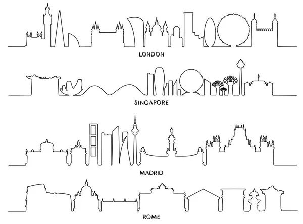 Cityscape, vektör çizim tasarım (Londra, Singapur, Madrid