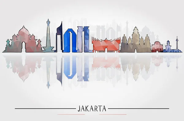 Concept de voyage d'affaires et de tourisme avec l'architecture historique de Jakarta — Image vectorielle