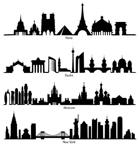 Ensemble de silhouette vectorielle Skyline — Image vectorielle