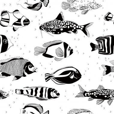 Balıklarla kusursuz vektör deseni