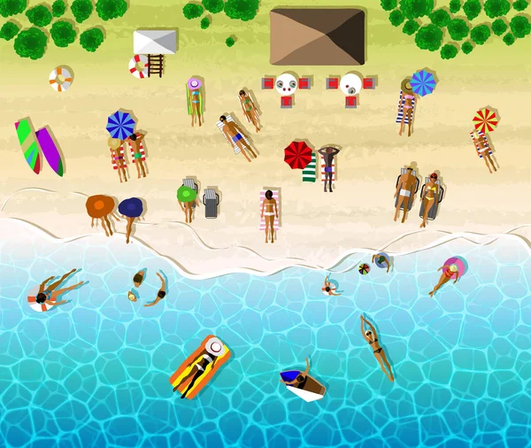 Top view of sunbathing people Vector Graphics