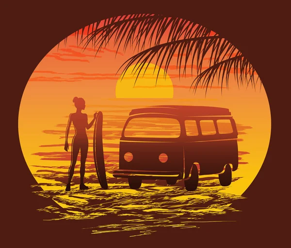 Sörf siluetleri, vektör çizim