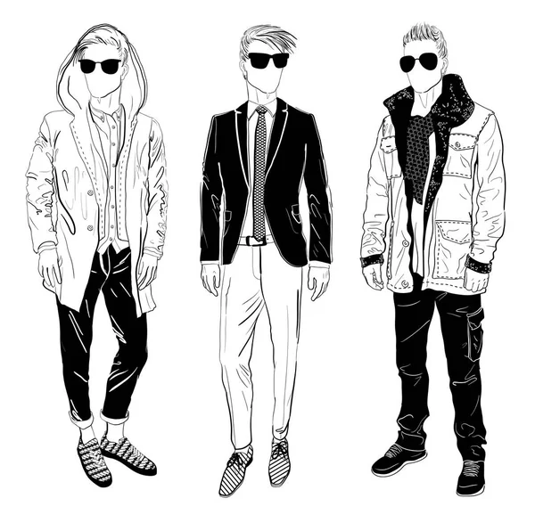 Stylish man showcasing street fashion — Stock Vector