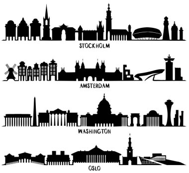 Silhouette. Stockholm, Amsterdam, Washington, Oslo