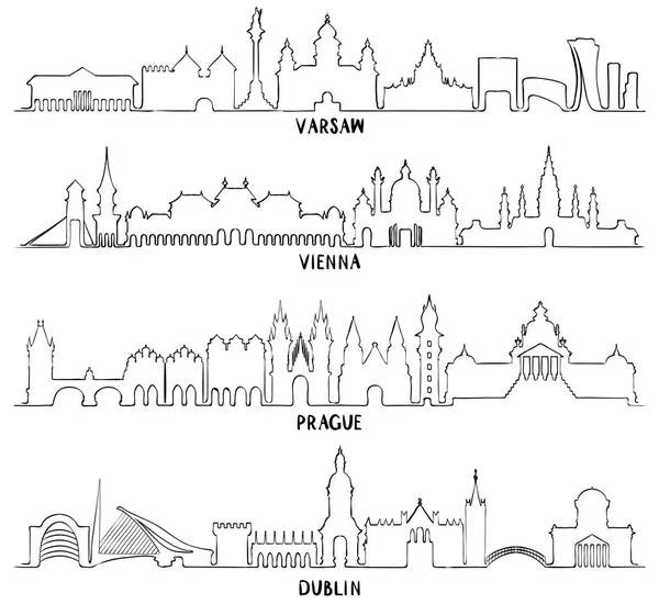 Varsovie, Vienne, Prague et Dublin — Image vectorielle