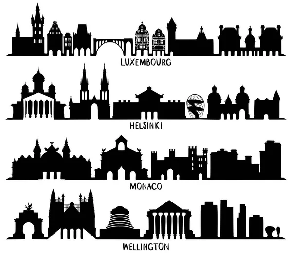 卢森堡、 赫尔辛基、 摩纳哥和惠灵顿 — 图库矢量图片