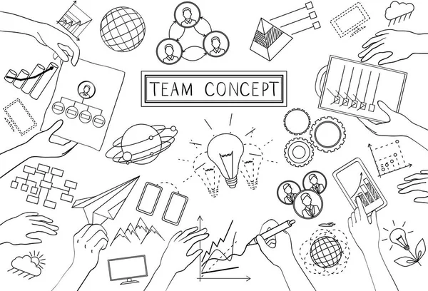 Team Concept. Line Design — Stock Vector