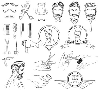 Vector Icons Set Kuaför salonu ve güzellik salonları için