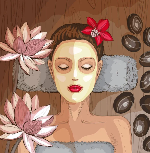 Kadın kaplıca tedavisi alıyorum. Nemlendirici maske