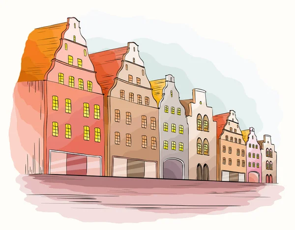 City bakgrunden med hus — Stock vektor