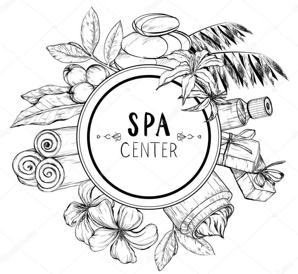 Design for spa and beauty salon,natural and organic health care products. Vector illustration.