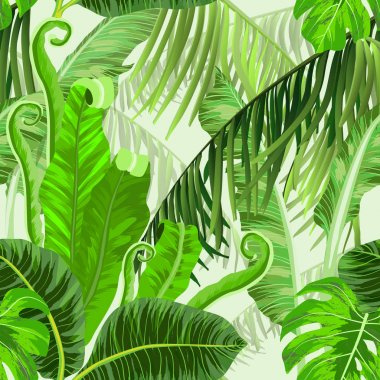 Tropik ağaçları ile botanik seamless modeli