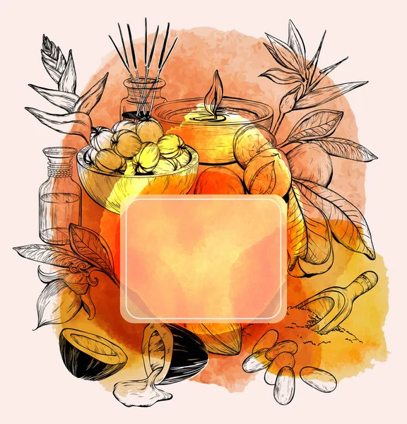 Tropic tarzı spa çerçeve, sulu boya tasarım