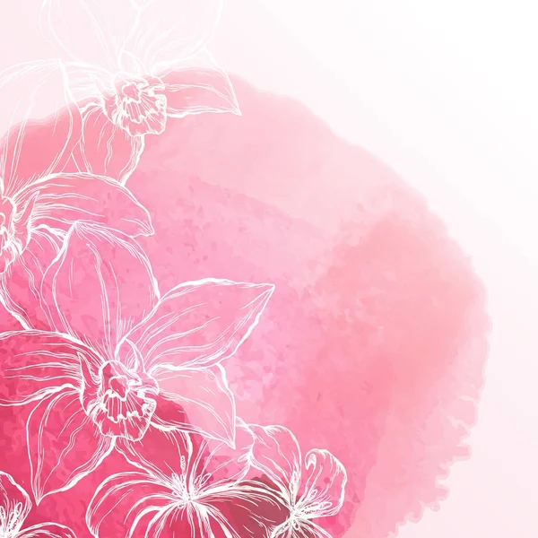 Aquarell Hintergrund mit Orchideenblumen — Stockvektor