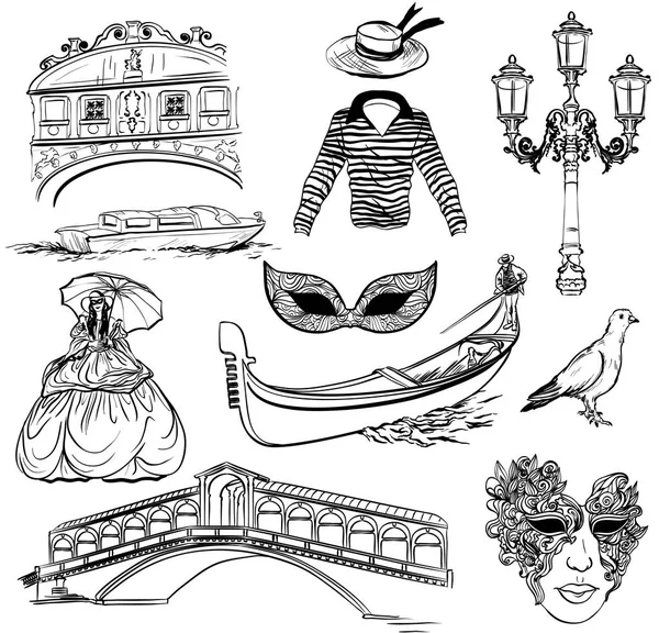 Set of Venice sketch — Stock Vector