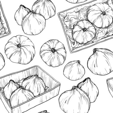 Elle çizilmiş kabak kroki ile Seamless Modeli.