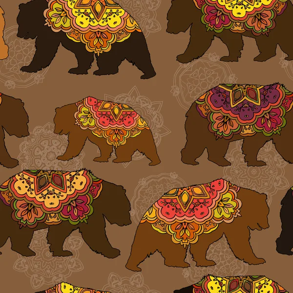 서커스 곰으로 원활한 장식 패턴 — 스톡 벡터