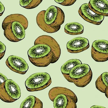 Stilize taze olgun kivi ile Seamless Modeli.