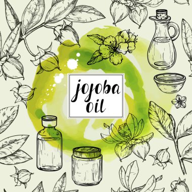 Kozmetik, el yapımı fındık, dal ve meyveli Samless suluboya deseni.