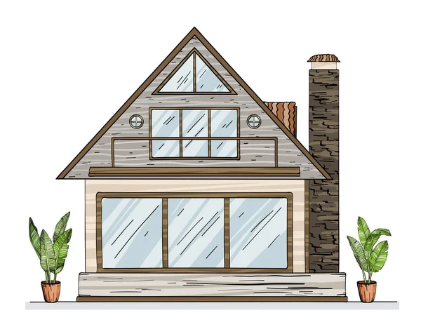Casa de campo, ilustración vectorial sobre fondo blanco — Vector de stock