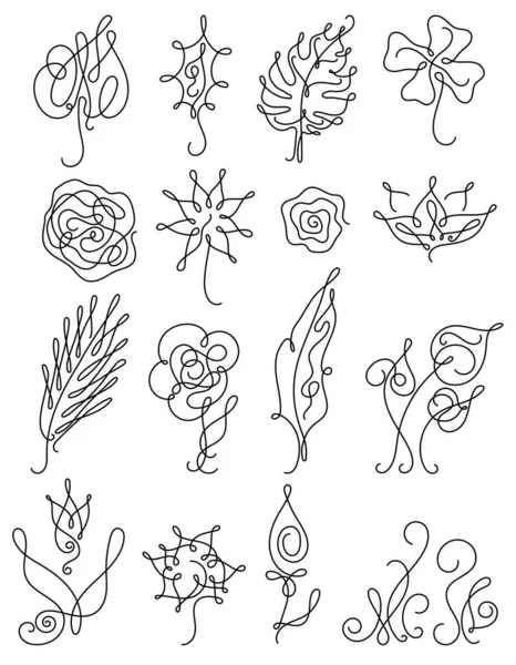 Conjunto de icono floral de estilo de línea delgada . — Archivo Imágenes Vectoriales