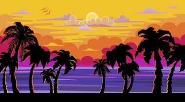 Güzel bir gün batımı, Palmiye ağaçlarıyla gün doğumu