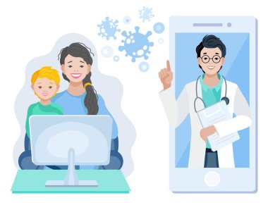 Doktor ile internet üzerinden tıbbi danışmanlık. Teletıp, Hastalar İçin Tıbbi Servis. Teknoloji ve korona virüsü covid-19