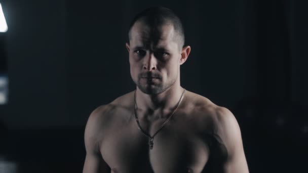 Portrait of Man Boxer at Boxing Club — Stock Video