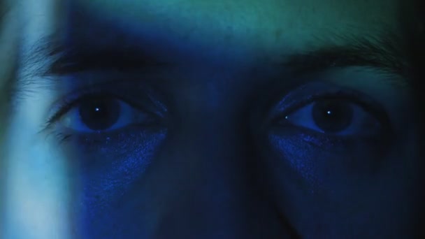 Close Up Eyes Of A Young Man Watching A Video Or Film On Tv Or A