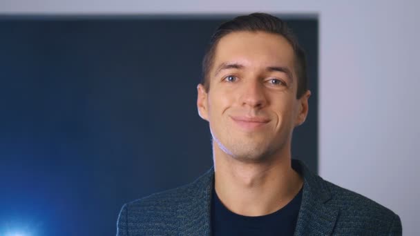 Portrait of professional young businessman smiling confident at camera enjoying executive lifestyle — Stock Video