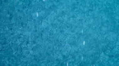 Su damlaları göle düşer. Macro ve Slow Motion. Yağmur mevsimi.