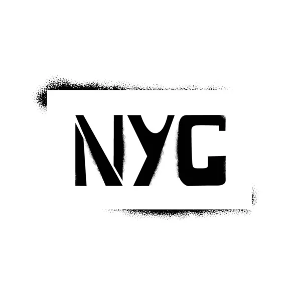 Lettrage au pochoir NYC dans le cadre. Pulvériser des graffitis de peinture sur fond blanc. Conception de modèles de lettrage pour les cartes de vœux, superpositions, affiches — Image vectorielle