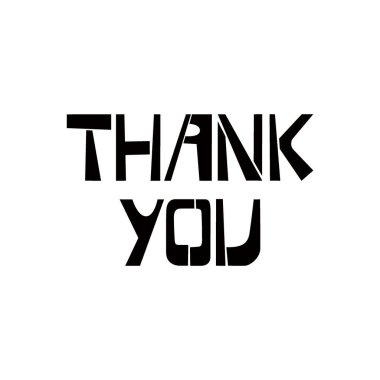 Şablon yazıları için teşekkürler. Beyaz arka plana duvar yazıları yaz. Tebrik kartları, kaplamalar, posterler için şablonlar tasarla