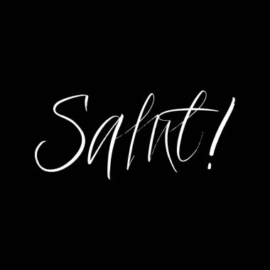 Salut fırçası boyası, siyah arka planda harfler çizilmiş. Tebrik kartları, kaplamalar, posterler için şablonlar tasarla