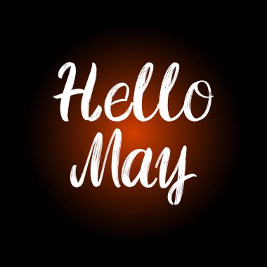 Merhaba, siyah arka planda yazı yazan el fırçası olabilir. Tebrik kartları, kaplamalar, posterler için şablonlar tasarla