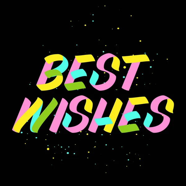 Best Wishes Brush Sign Paint Lettering Black Background Splashes Design — Stock Vector