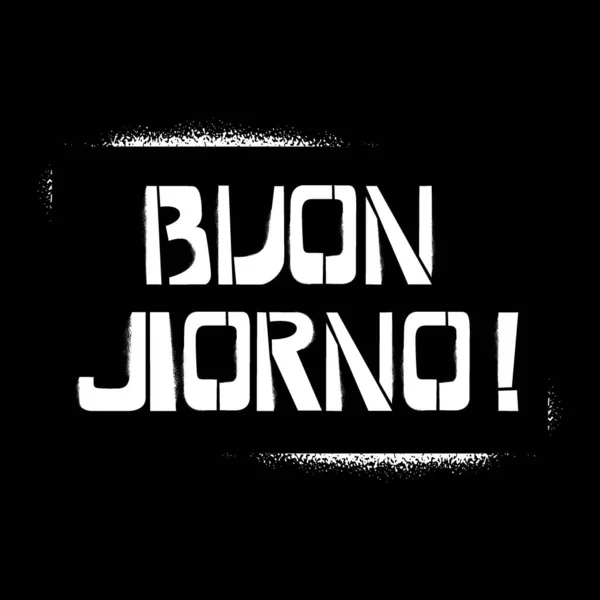 Buon Jiorno Трафаретные Граффити Черном Фоне Шаблоны Поздравлений Итальянском Языке — стоковый вектор
