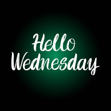 Merhaba çarşamba fırça fırçası boyası. Siyah arka plana yazı yazılmış. Tebrik kartları, kaplamalar, posterler için şablonlar tasarla