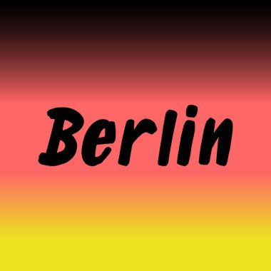 Berlin fırçasının el yazısı arka planda bayrak ile yazılmış. Almanya 'nın başkenti tebrik kartları, kaplamalar, posterler için şablonlar tasarladı