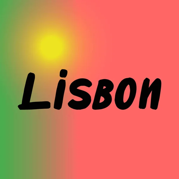 Лиссабонская Кисть Рисовать Вручную Буквы Заднем Плане Флагом Дизайн Шаблоны — стоковый вектор