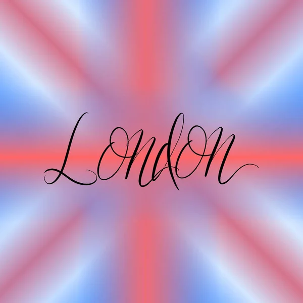 런던에서는 깃발을 배경으로 손으로 글자를 오버레이 포스터를 템플릿 디자인 — 스톡 벡터