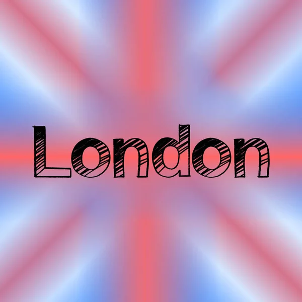 London Pinsel Farbe Handgezeichneten Schriftzug Auf Dem Hintergrund Mit Flagge — Stockvektor