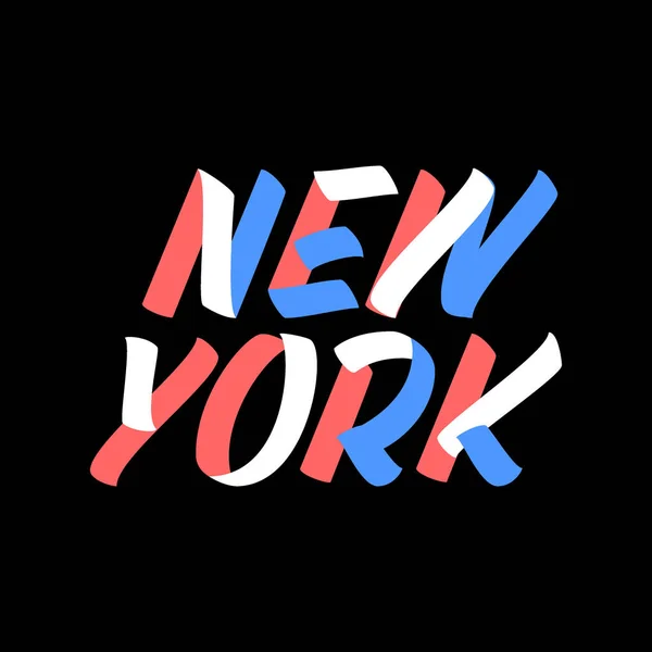 New York Signe Peinture Pinceau Lettrage Sur Fond Noir Capitale — Image vectorielle