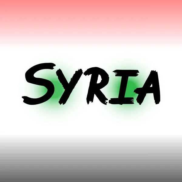 시리아는 깃발을 배경으로 손으로 글자를 오버레이 포스터 템플릿 설계함 — 스톡 벡터