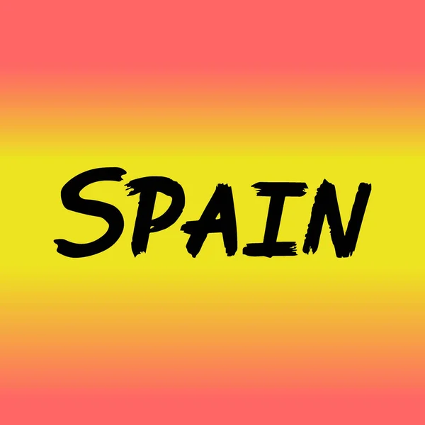 España Pincel Pintar Letras Dibujadas Mano Sobre Fondo Con Bandera — Vector de stock