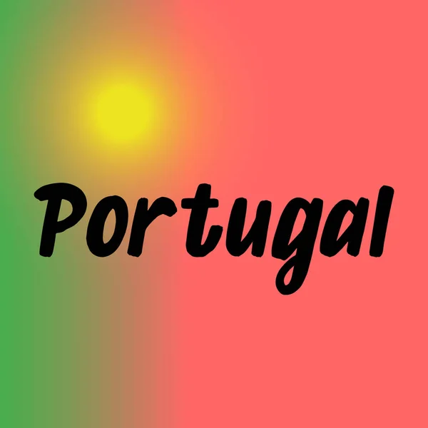 国旗を背景に手描きで文字を描くポルトガル筆 グリーティングカード オーバーレイ ポスターのデザインテンプレート — ストックベクタ